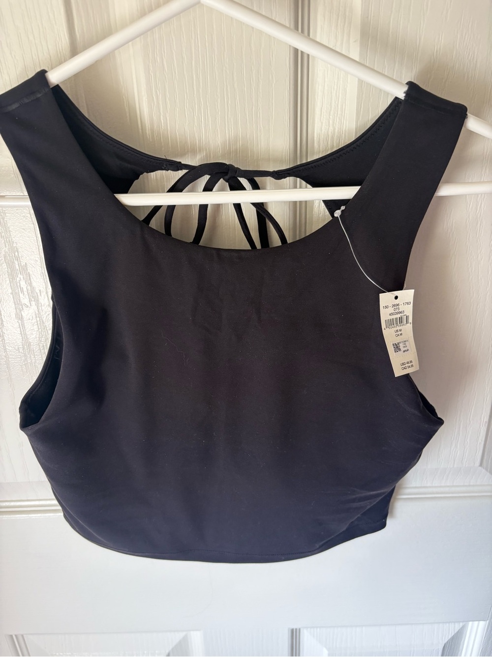 aerie Black Strappy Back Crop Tank
